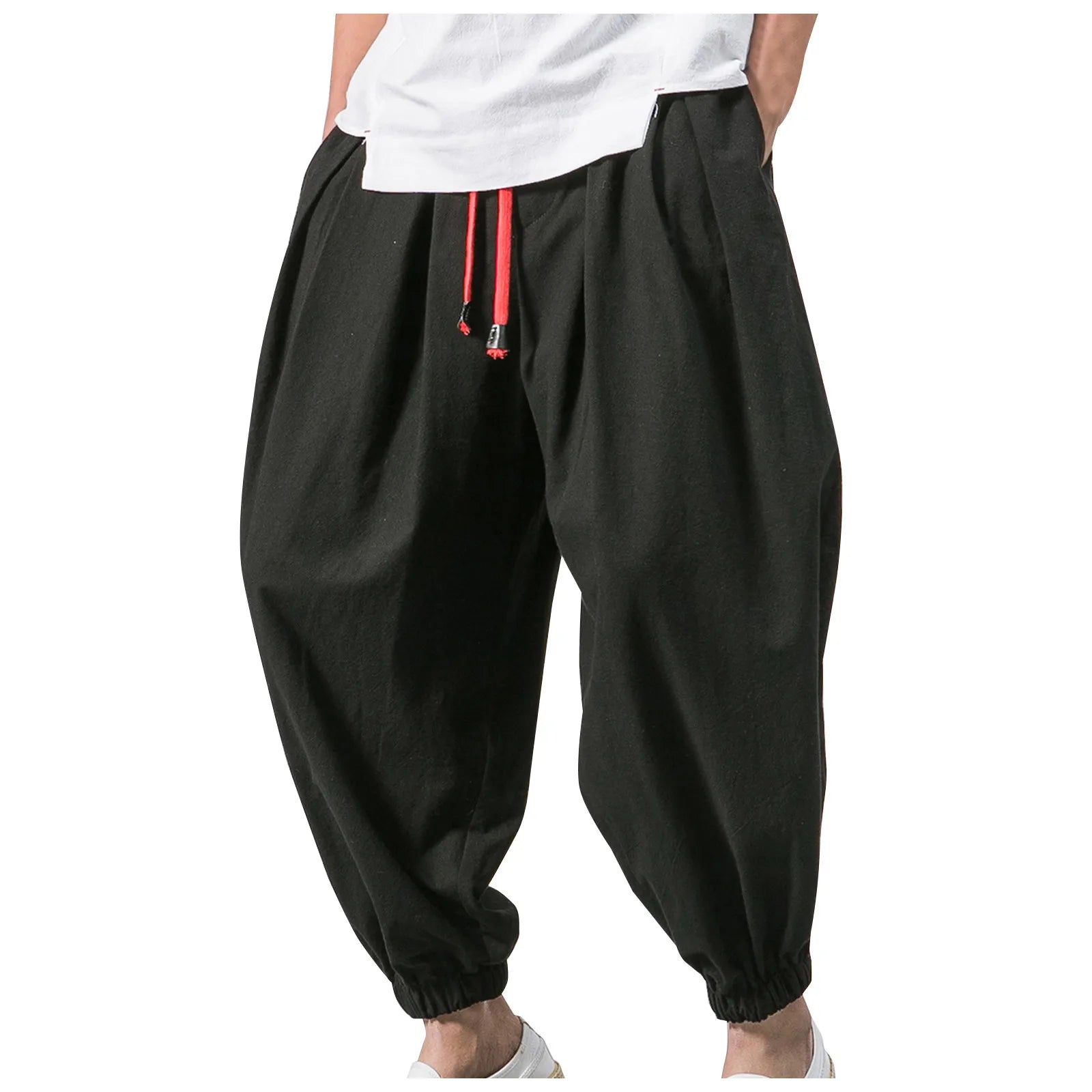 New Oversize Men Loose Harem Pants Autumn Chinese Linen Overweight Sweatpants High Quality Casual Brand Trousers Male