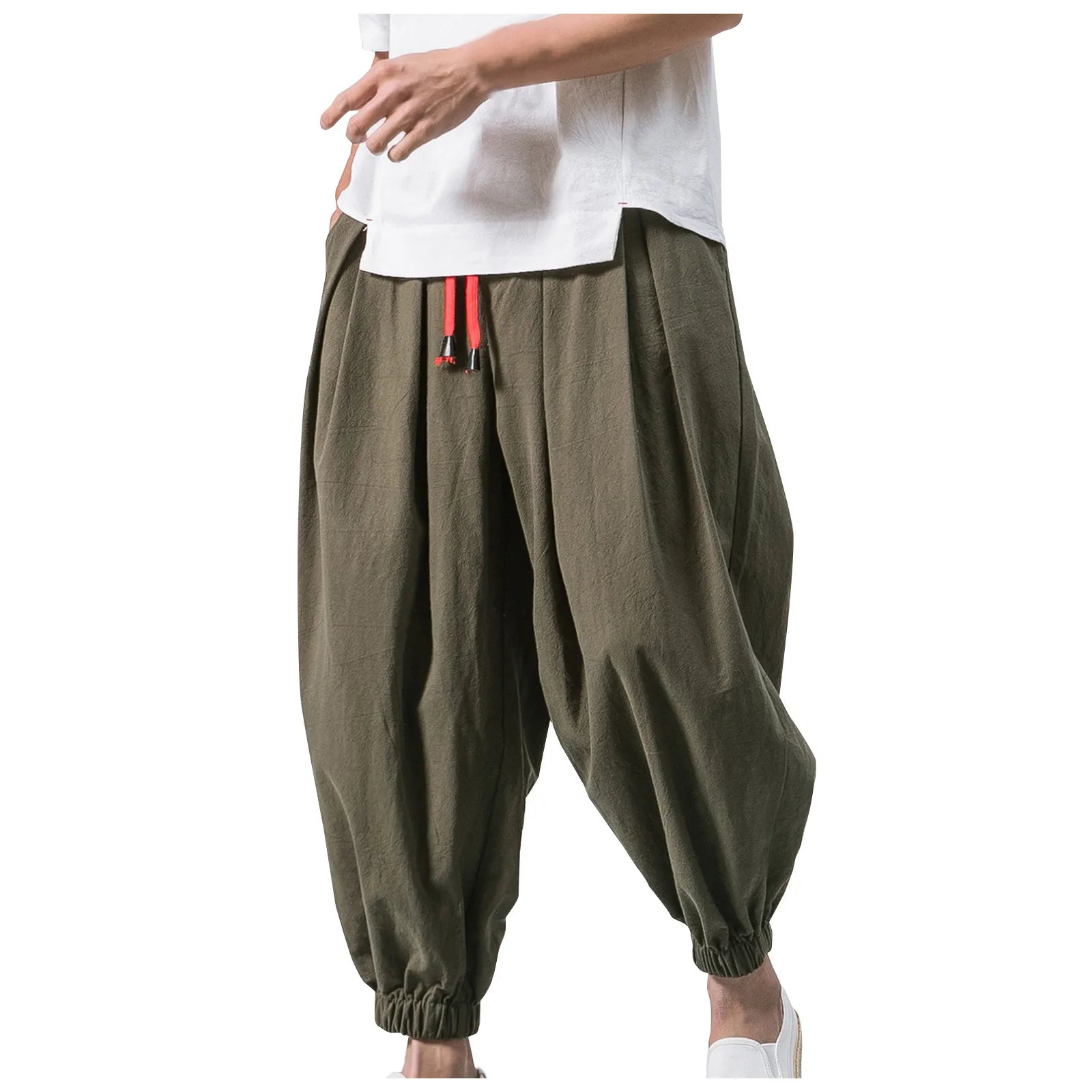 New Oversize Men Loose Harem Pants Autumn Chinese Linen Overweight Sweatpants High Quality Casual Brand Trousers Male