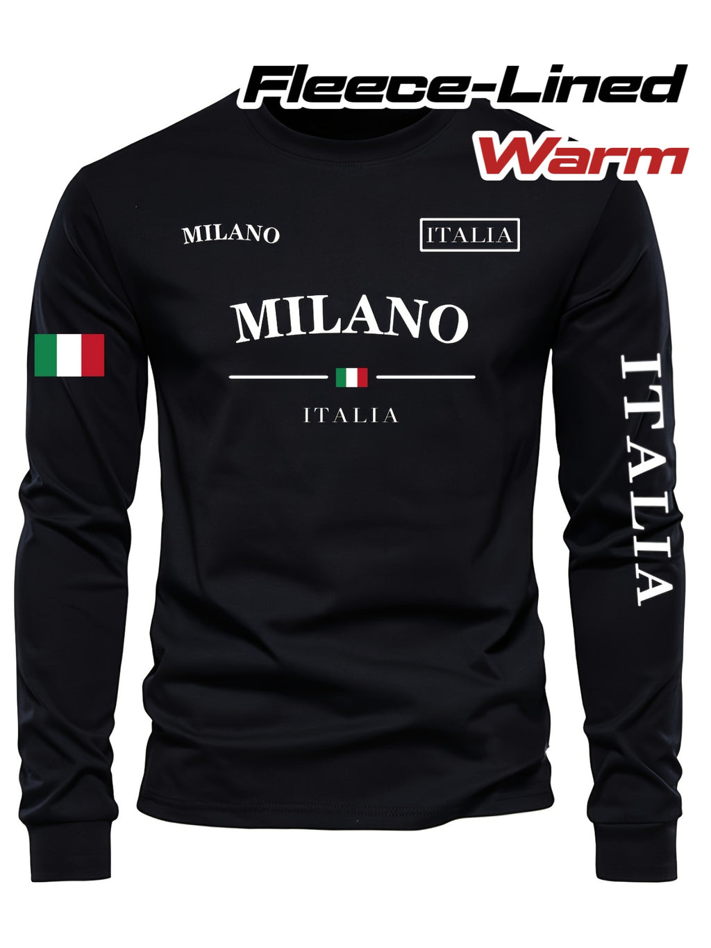 Men's Outdoor Casual Sports Long Sleeve T-Shirt - Crew Neck, Fleece-Lined Warm Base Layer for Autumn/Winter, Polyester and Spandex Blend, Machine Washable, Grappling, Wear On Body