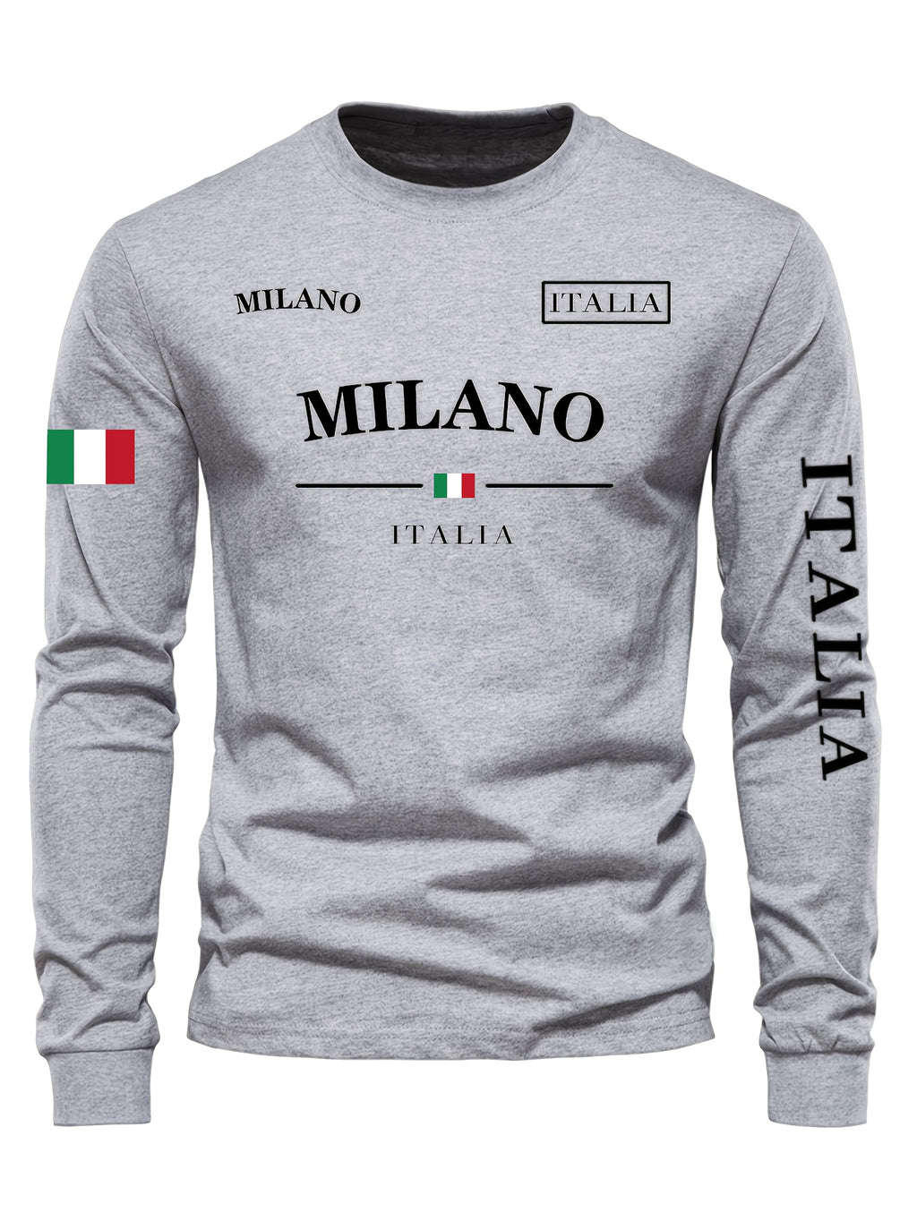 Men's Outdoor Casual Sports Long Sleeve T-Shirt - Crew Neck, Fleece-Lined Warm Base Layer for Autumn/Winter, Polyester and Spandex Blend, Machine Washable, Grappling, Wear On Body