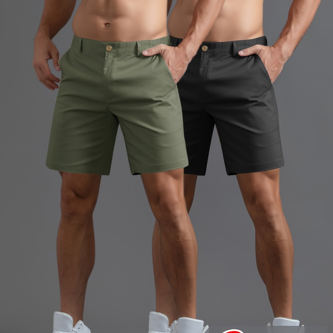 Set of 2 Men'S Stylish And Simple Shorts, Suitable for Business Casual Or Streetwear, Straight-Cut Five-Point Pants, Woven Solid Color Sports Shorts, Versatile for Beach Vacations, Outdoor Leisure Activities, Featuring Zipper