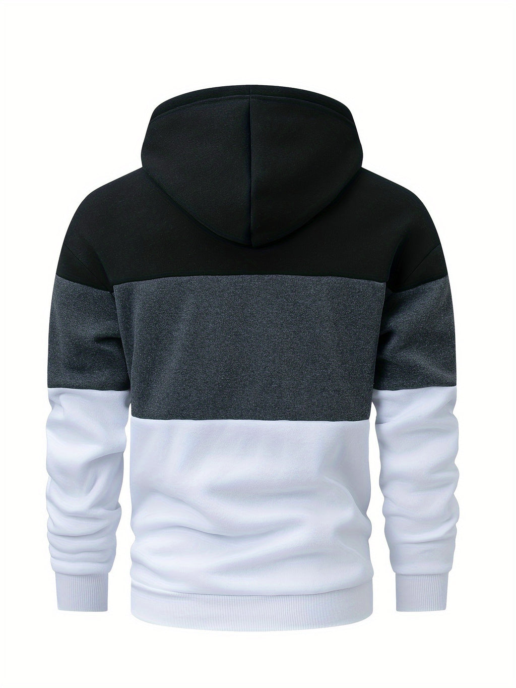 Men's Casual Color Block Hoodie - Soft Polyester, Long Sleeve with Kangaroo Pocket, Drawstring Hood, Ideal for Fall/Winter Streetwear, Casual Streetwear|Hooded Sweatshirt|Polyester Hoodie, Sweater Hoodie