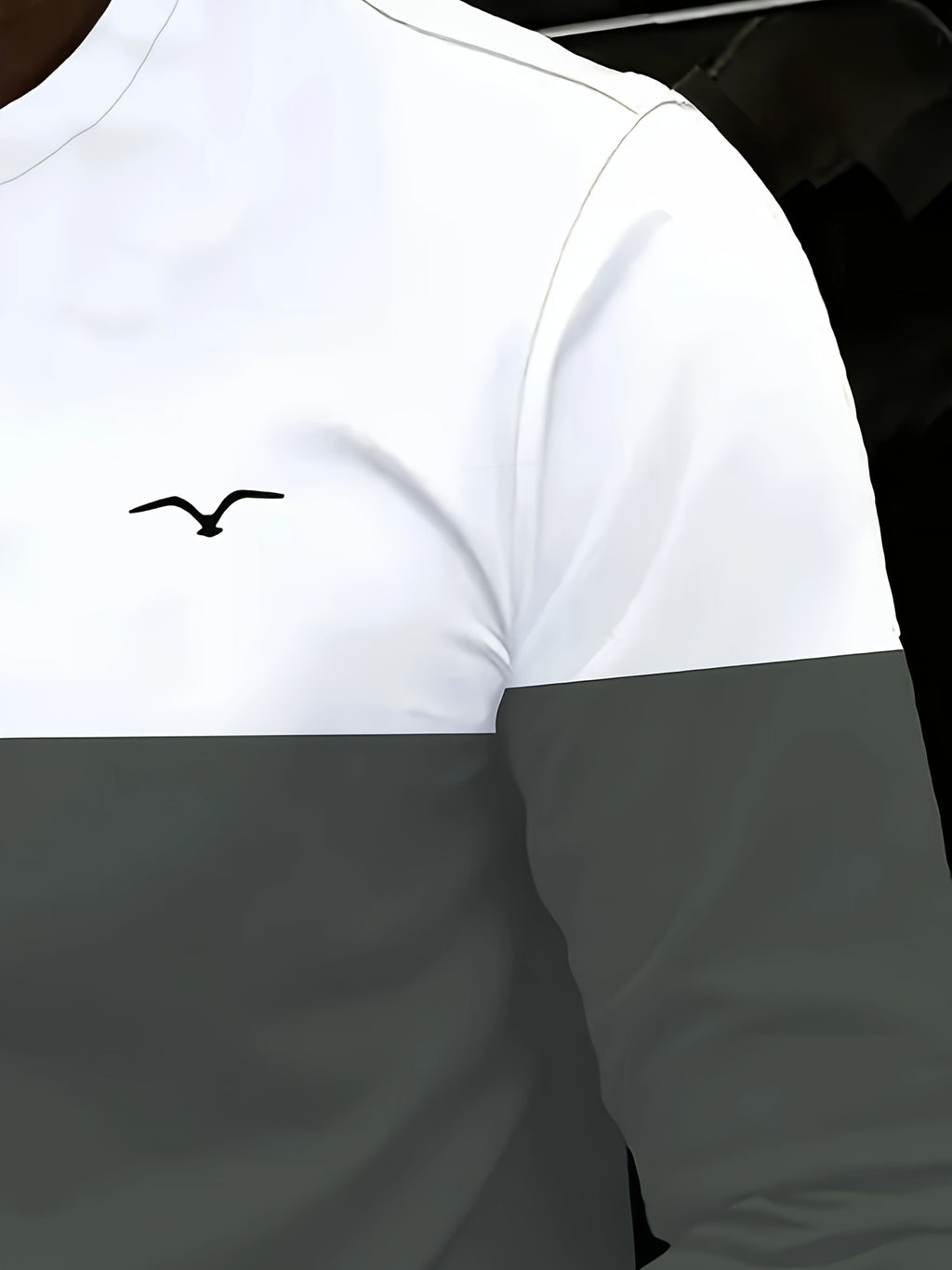 Men's Casual Color Block Long Sleeve T-Shirt, Crew Neck, Polyester Knit Fabric with Slight Stretch, Simple Random Print Design, Regular Fit Sports Base Layer Tops