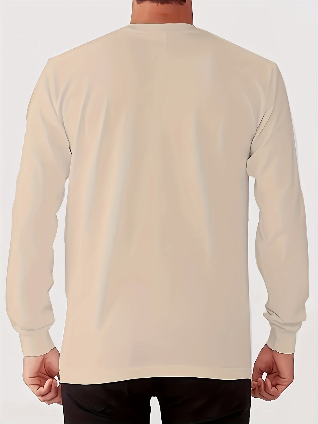 Men's Outdoor Casual Sports Long Sleeve T-Shirt - Crew Neck, Fleece-Lined Warm Base Layer for Autumn/Winter, Polyester and Spandex Blend, Machine Washable, Grappling, Wear On Body