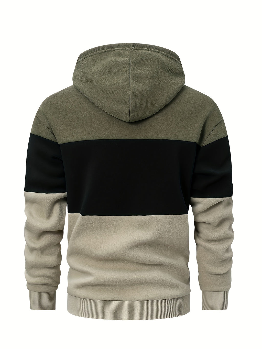 Men's Casual Color Block Hoodie - Soft Polyester, Long Sleeve with Kangaroo Pocket, Drawstring Hood, Ideal for Fall/Winter Streetwear, Casual Streetwear|Hooded Sweatshirt|Polyester Hoodie, Sweater Hoodie