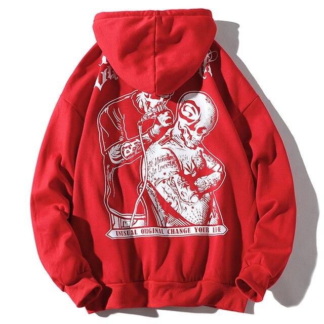 Men Letter Printed Hooded Pullover Sweatshirt Men High Street Fashion Hip Hop Hoodie Streetwear Clothing