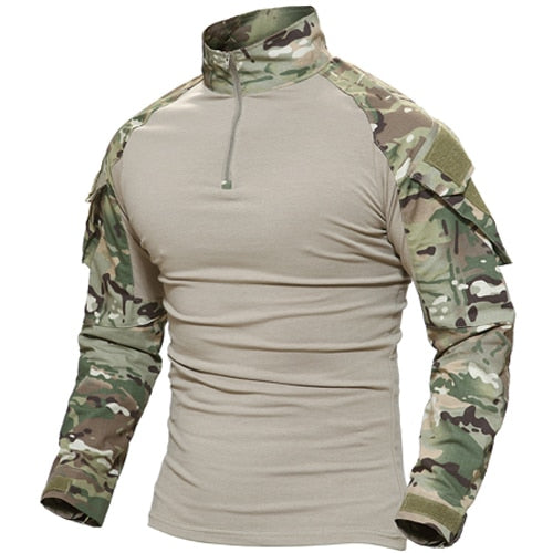 Men Military Tactical T-shirt Long Sleeve SWAT Soldiers Combat T Shirt Airsoft Clothes Man's US Army Shirts No Pads